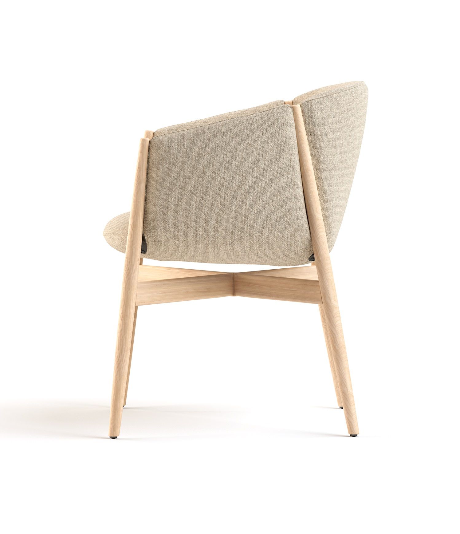 Kagu Stuhl mit Armlehnen Holzgestell Cor