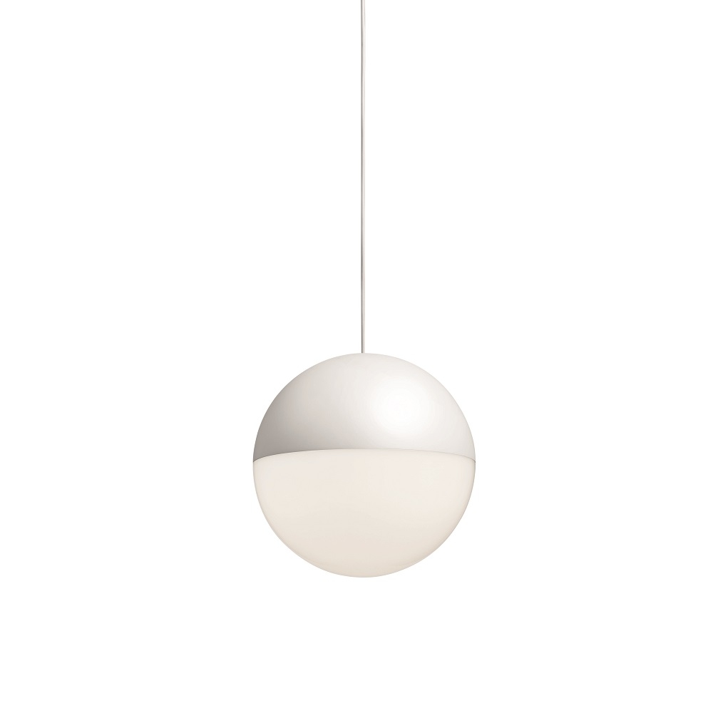 Weiße Flos Kugelkopf Pendelleuchte String Light Sphere Head, moderne Hängelampe für Wohnräume.