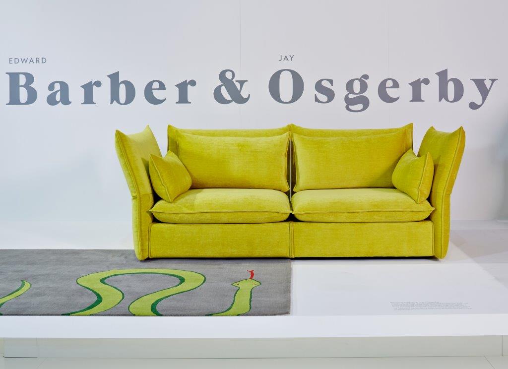Gelbes Mariposa Sofa von Vitra, ein modernes 2,5-Sitzer Sofa mit weichen Kissen.