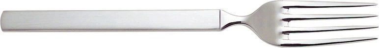 Nahaufnahme einer Gabel aus dem Alessi Dry Besteckset, Edelstahl, modernes Design.