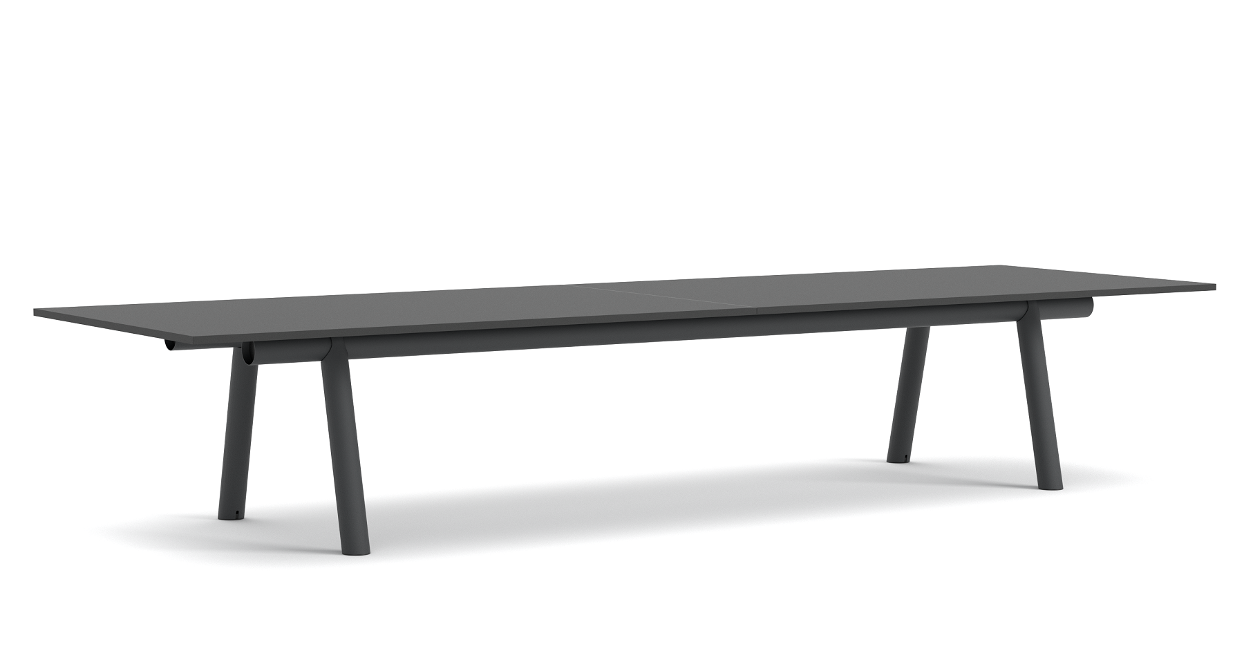 Grauer Hay Boa Table Konferenztisch, 420x110 cm, mit schlanken Beinen für moderne Büros.