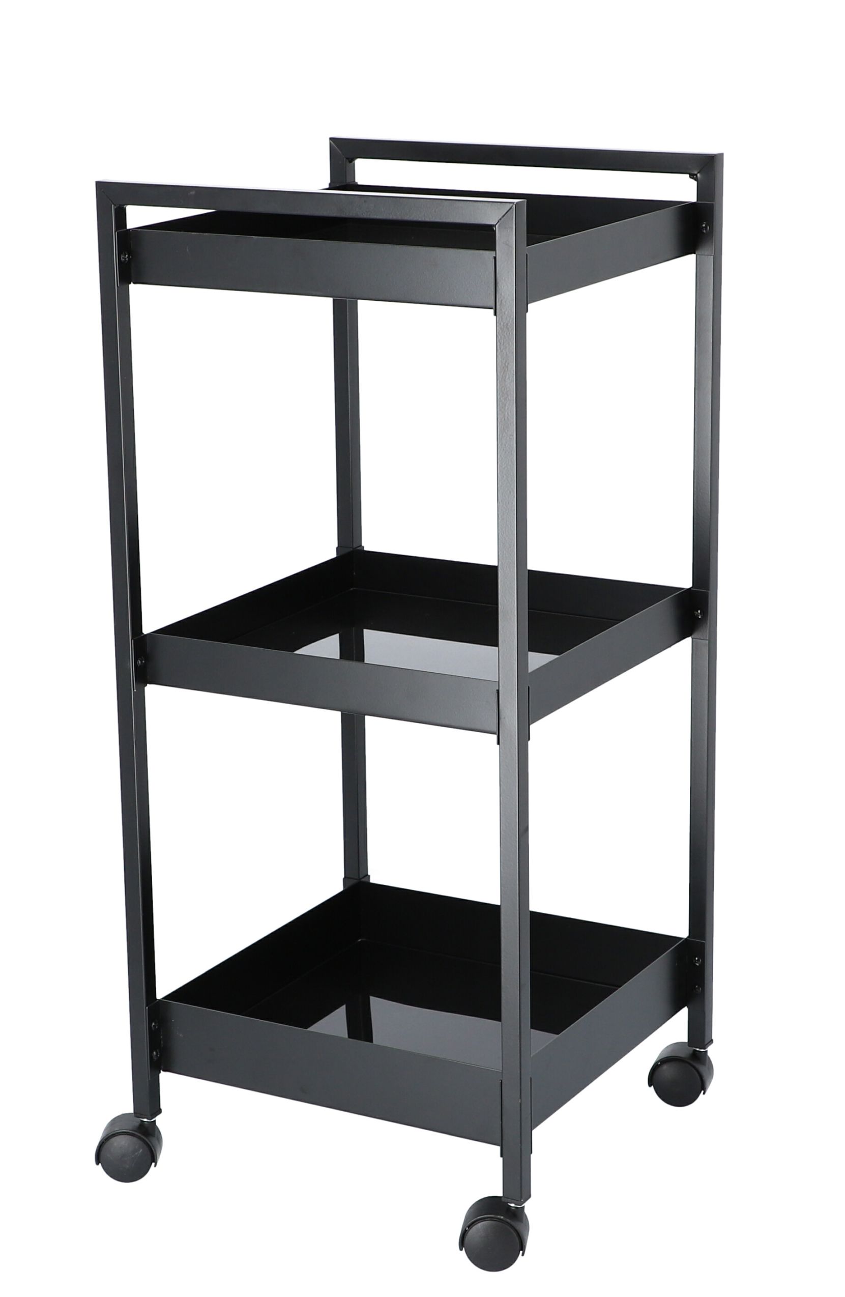 Butler S Servierwagen von Jan Kurtz, schwarzer Rollwagen mit drei Ablageflächen.
