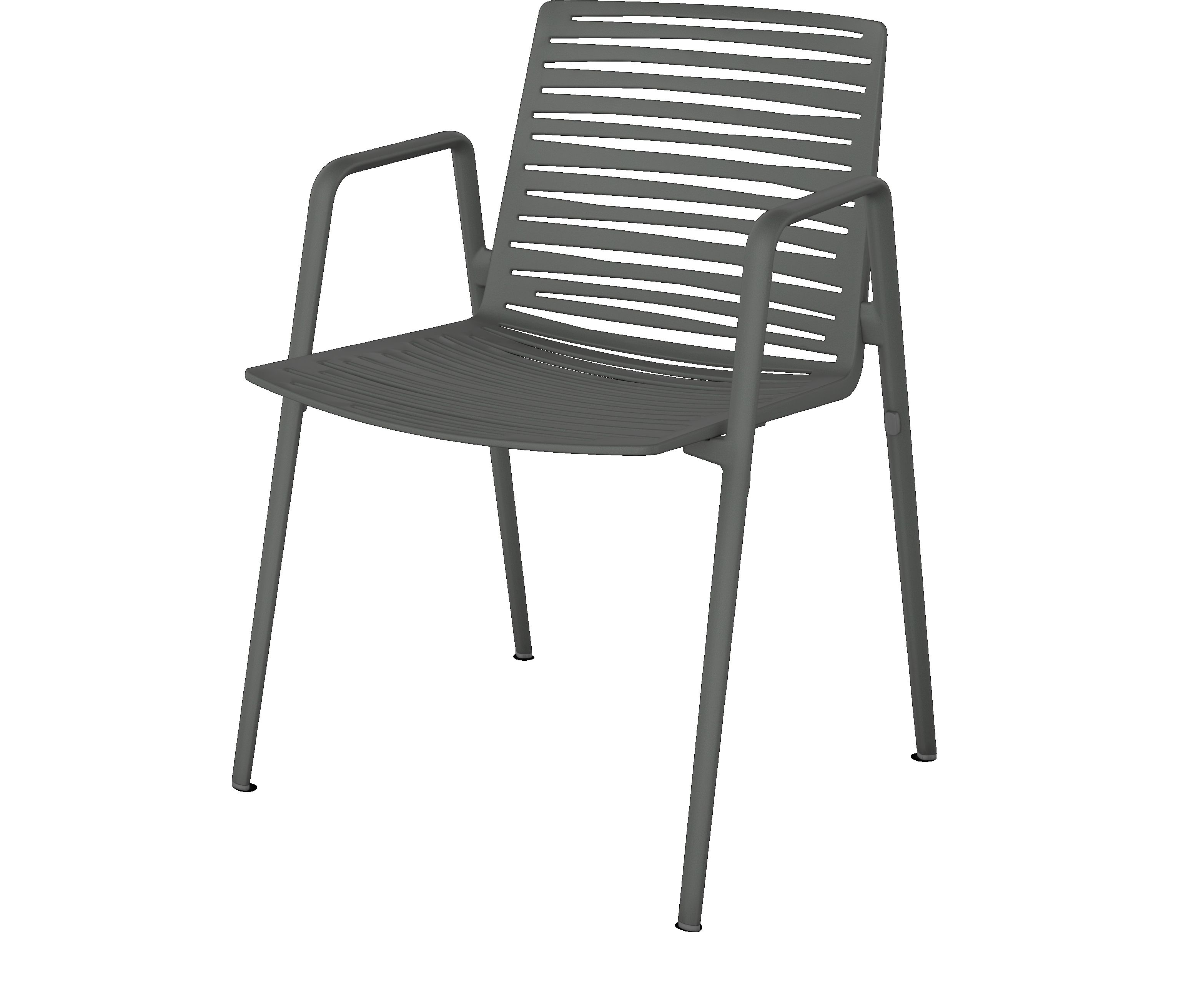 Zebra Stuhl mit Armlehnen Fast, moderner Gartenstuhl aus Aluminium in Anthrazit für den Außenbereich.