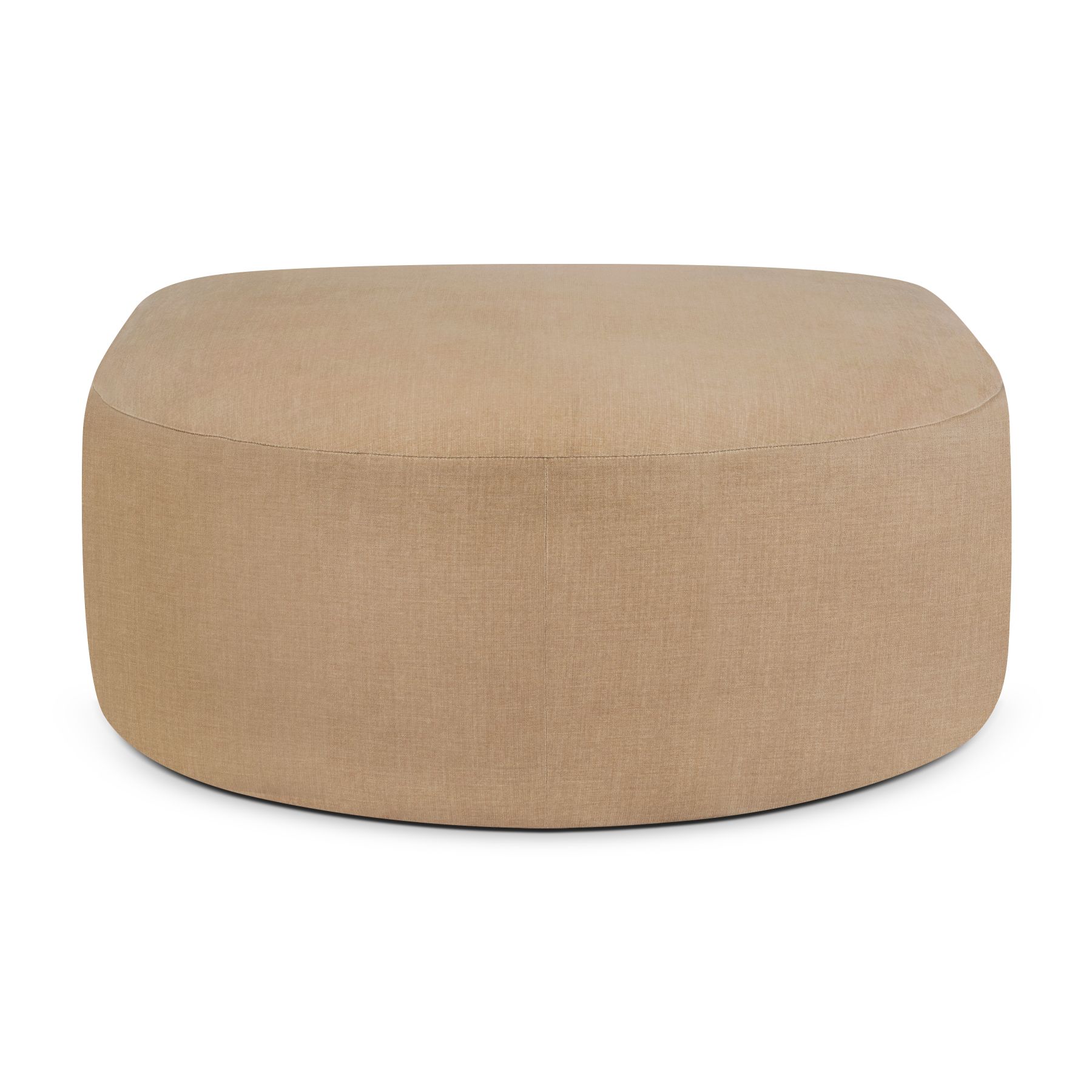 Bulky Hocker in Sepia: Halbrunder Pouf aus Stoff, ideal als Sitzgelegenheit oder Fußhocker.