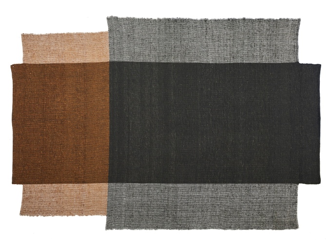 Nobsa Rug Teppich in Ocker und Grau, modernes Design für Wohnzimmer und Schlafzimmer.