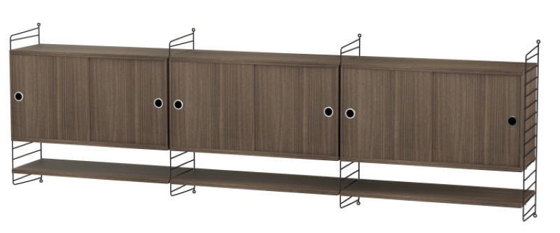 String Wohnzimmer Wand Regalsystem E String Furniture Walnuss - Schwarz