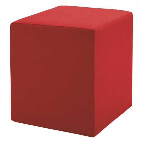 Roter, würfelförmiger Pouf Hocker Softline, ideal als Sitzgelegenheit oder Fußhocker für Wohnzimmer und Büro.