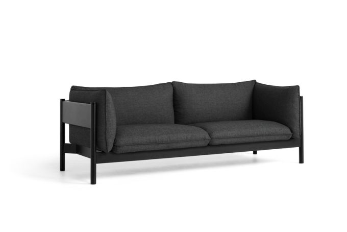 Schwarzes Arbour Sofa von Hay mit drei Sitzen und Stoffbezug aus Re-wool.