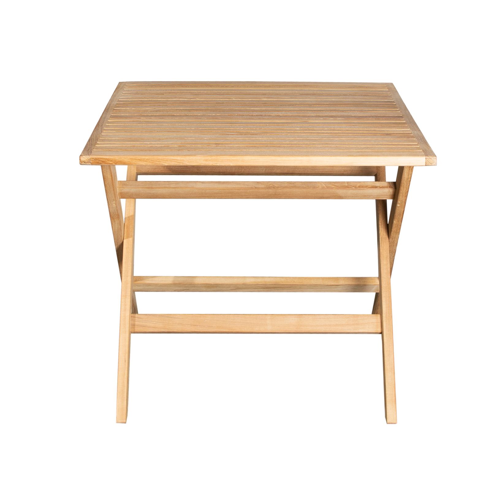 Quadratischer Cane-Line Klapptisch aus Teakholz, ideal für Balkon und Terrasse.