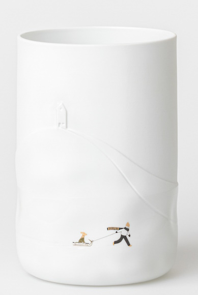 Schneetag Vase Hundeschlitten Räder