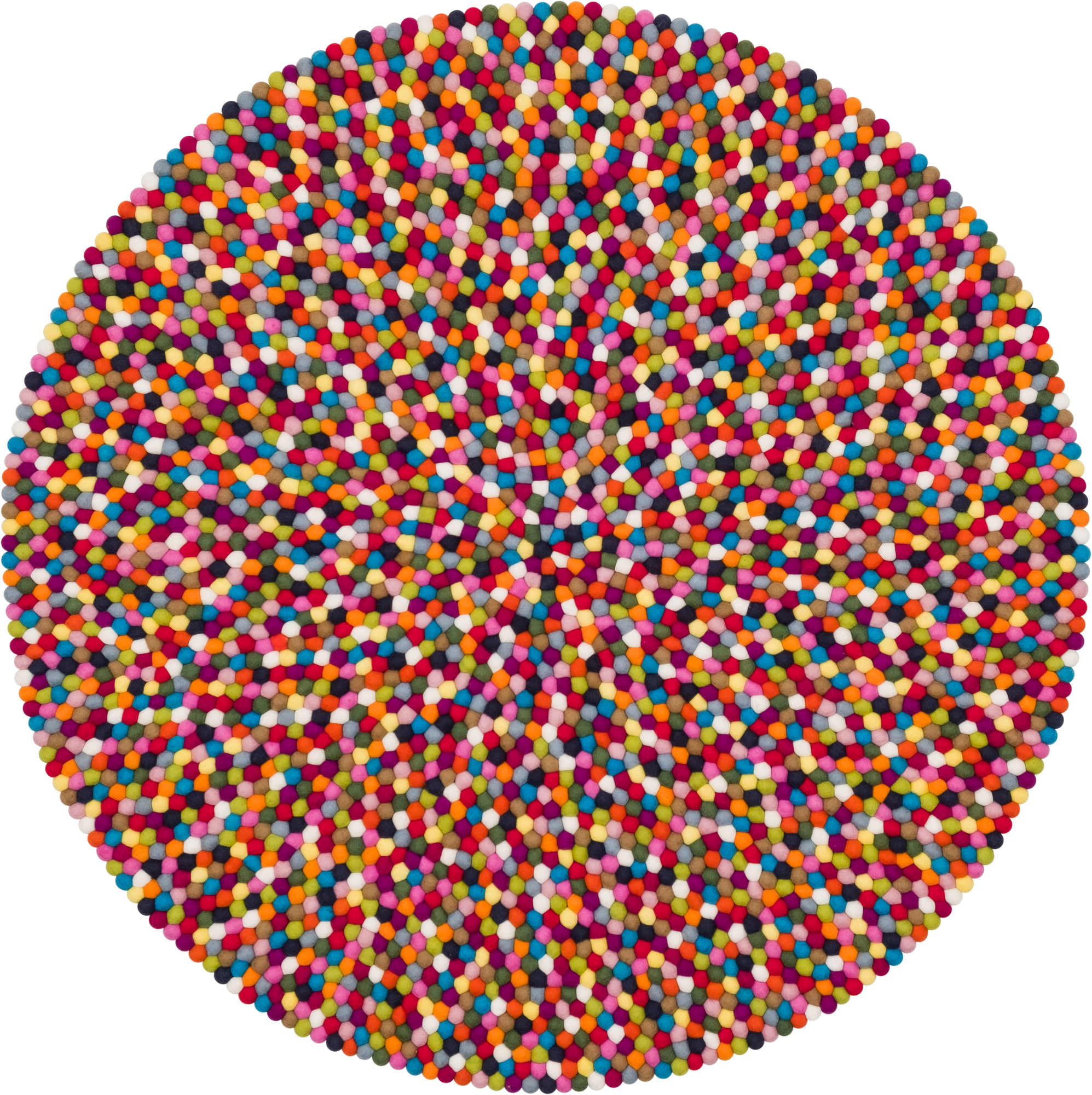 Runder Filzkugel Teppich "Lotte" von myfelt, 160 cm, bunte Filzkugeln.