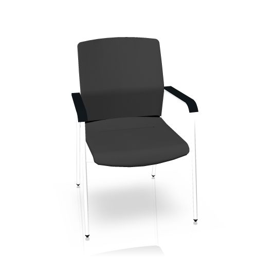 Grauer Wilkhahn ON Besucherstuhl mit Armlehnen und hohem Rücken, ideal für Büro und Wartebereich.