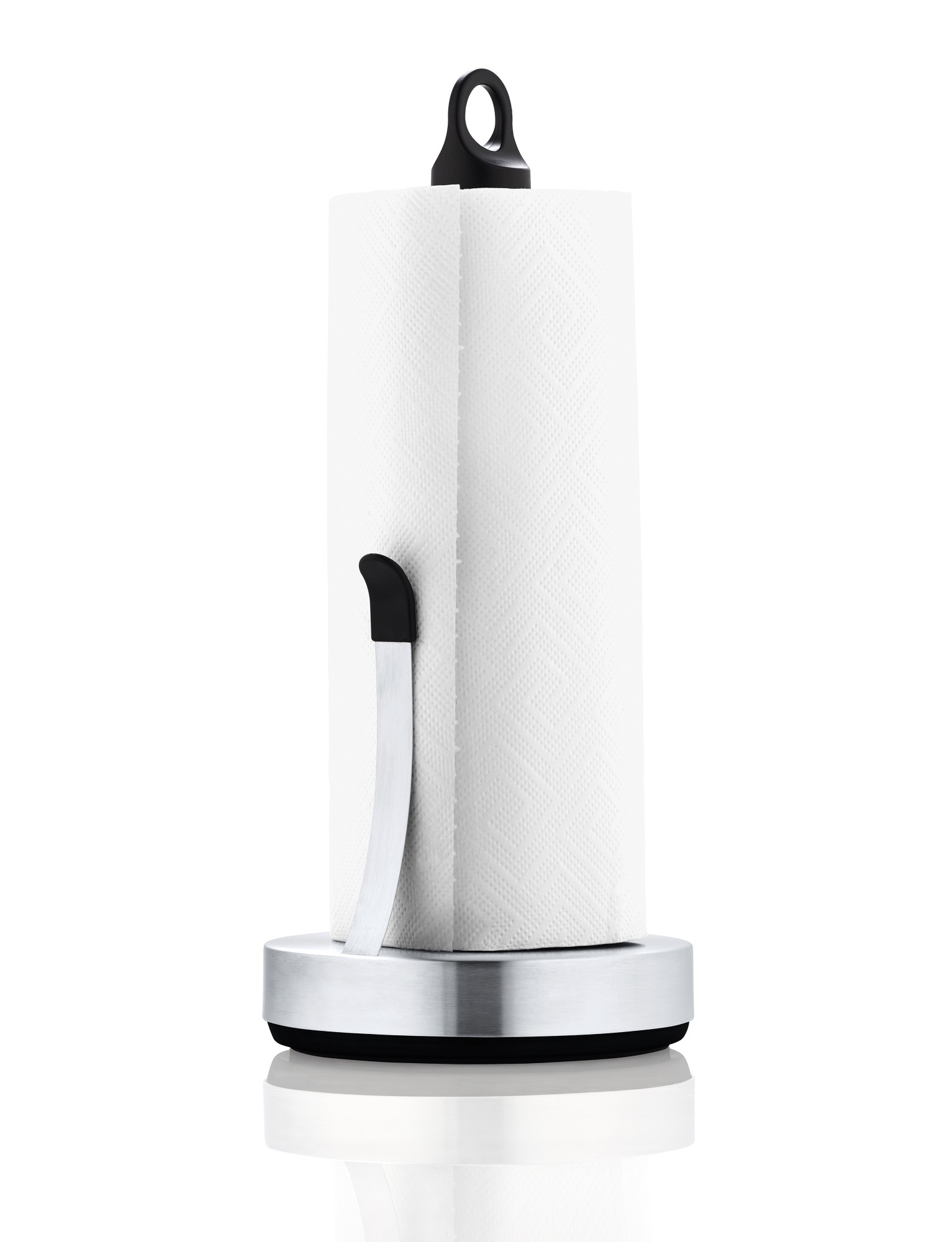 Blomus Loop Küchenrollenhalter aus Edelstahl mit Papierrolle, praktischer Küchenhelfer und stilvolles Accessoire.