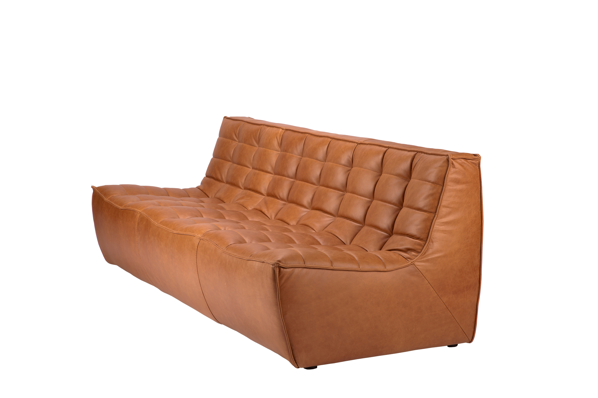 N701 Sofa, 3-Sitzer, im Old Saddle Lederdesign von Ethnicraft. Modernes Ledersofa für Wohnzimmer.