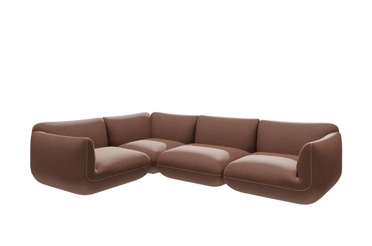 Jalis21 Sofa in Cord Bernstein: Modulares Ecksofa mit braunem Stoffbezug für Wohnzimmer.