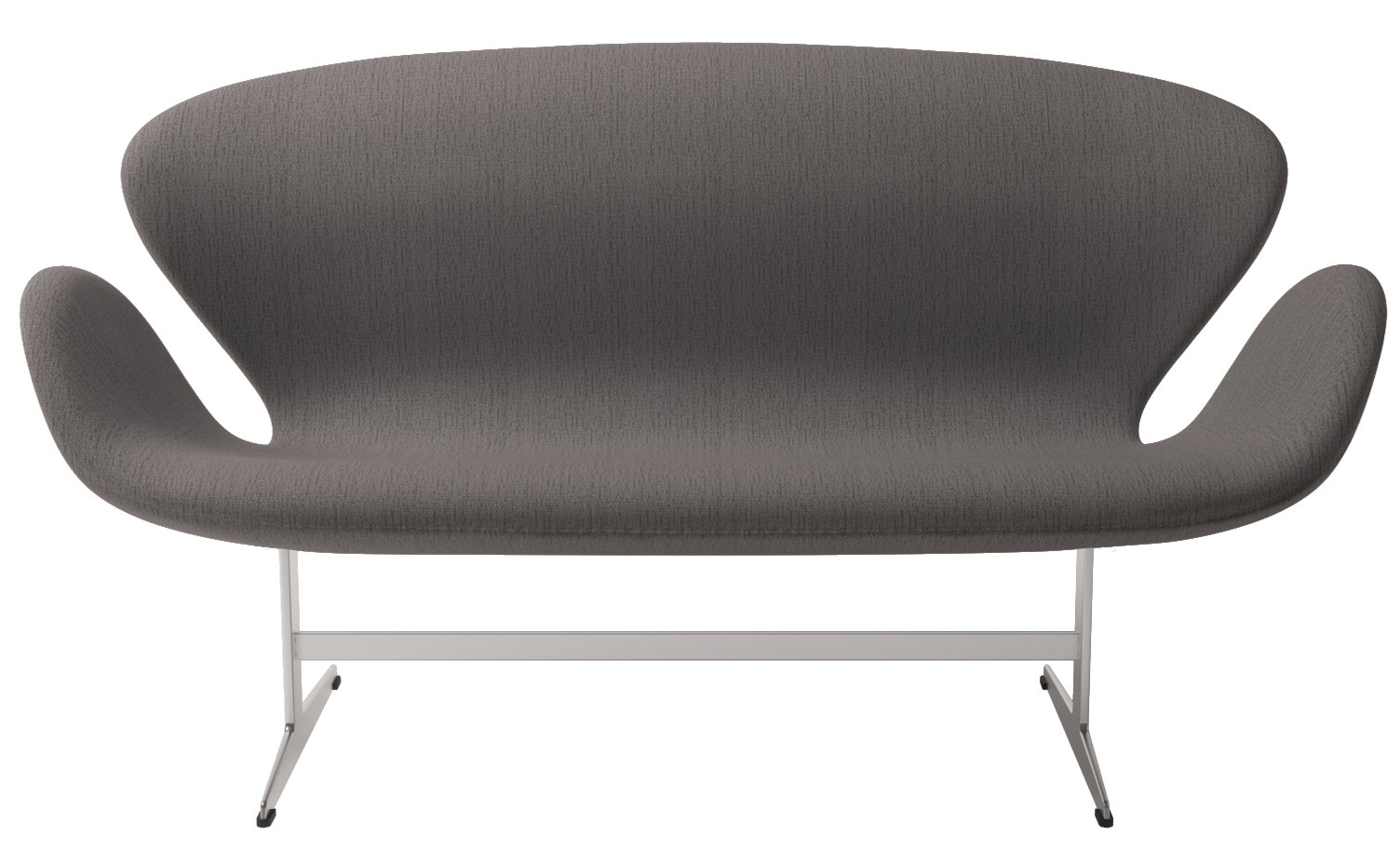 Graues Swan Sofa von Fritz Hansen mit Stoffbezug und silbernem Metallfuß.