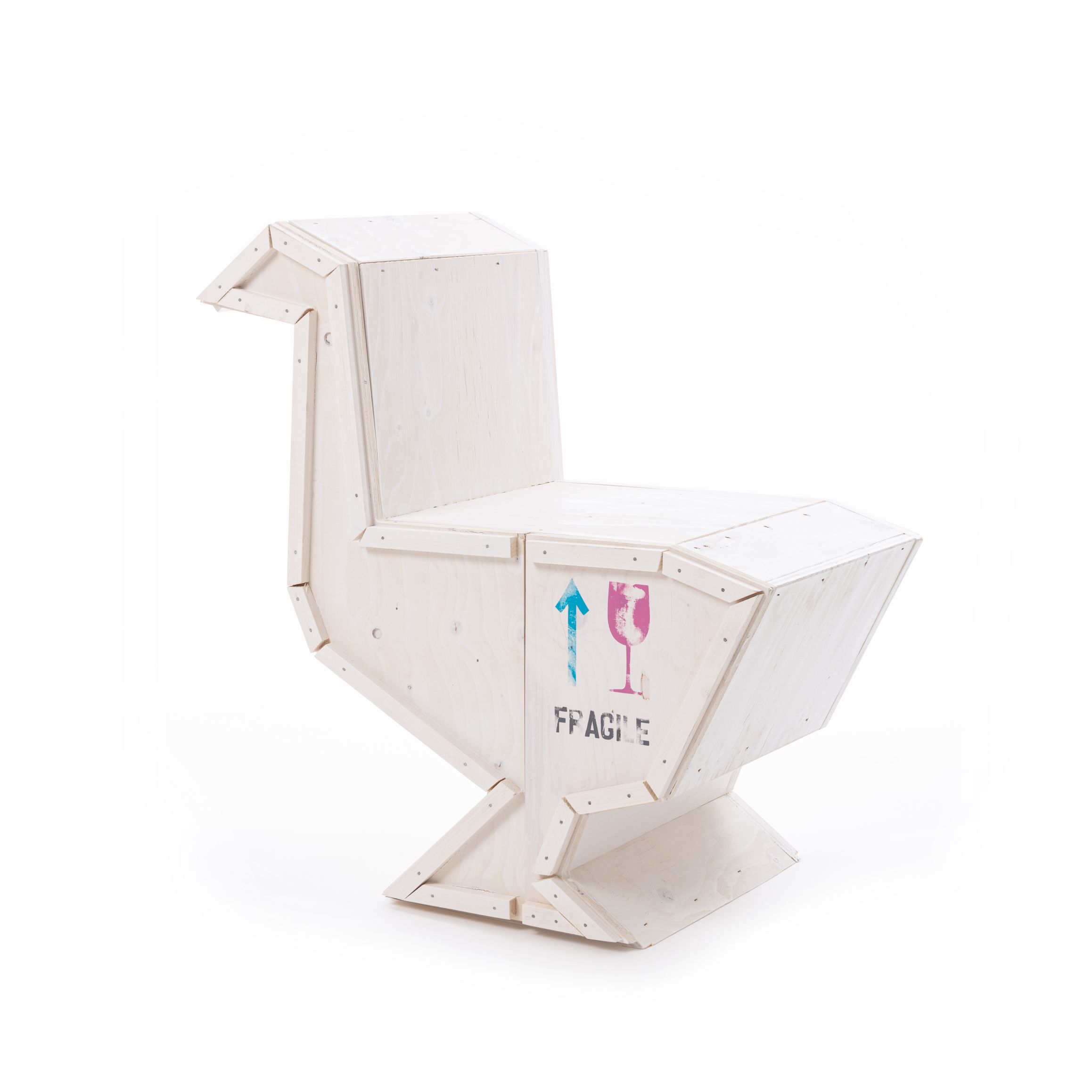 Weißer "Sending Animals" Gans Schrank von Seletti, gefertigt aus Holz, modernes Design.