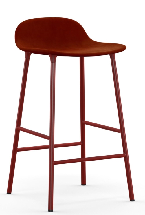 Roter Form Barstool von Normann Copenhagen, ein gepolsterter Barhocker mit Stahlgestell.