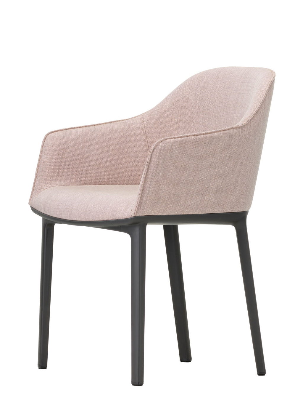 Vitra Softshell Chair mit Vierfußgestell, rosafarbener Stoffbezug, moderner Design Stuhl für Wohnen und Büro.