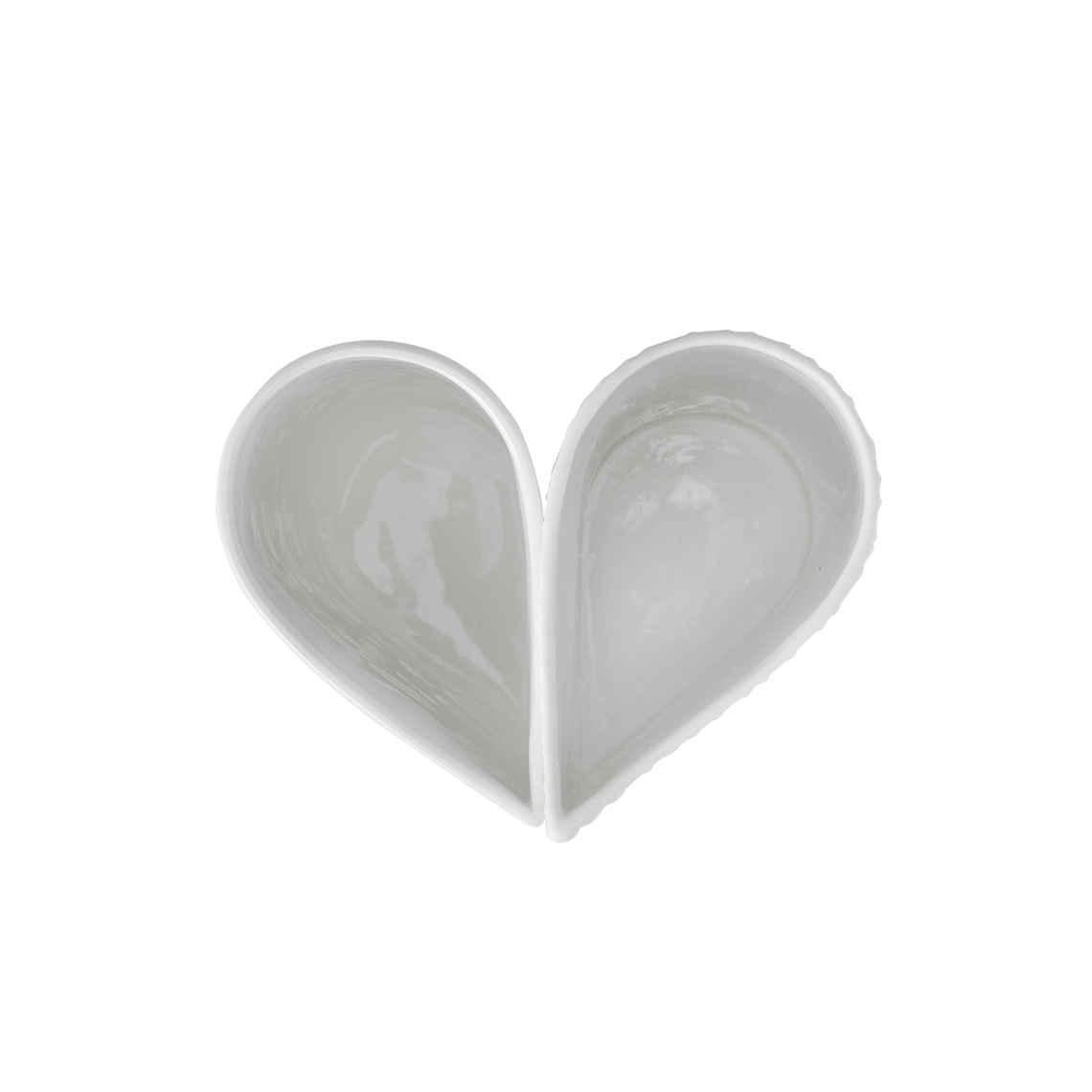 Herzförmiges, weißes Vasen Set für Hochzeiten, plissiert und modern designt.