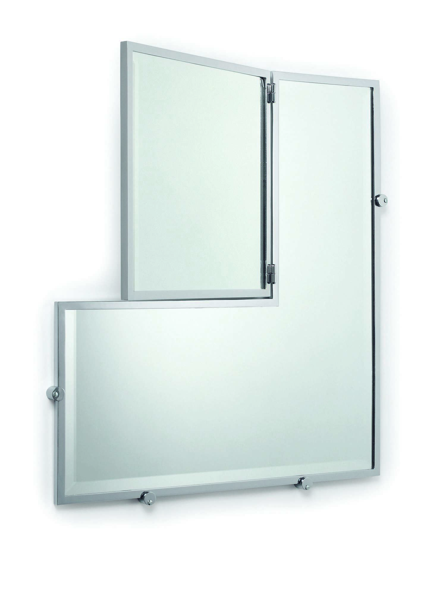 Castellar Wandspiegel von ClassiCon mit silbernem Rahmen und asymmetrischem Design für moderne Badezimmer.