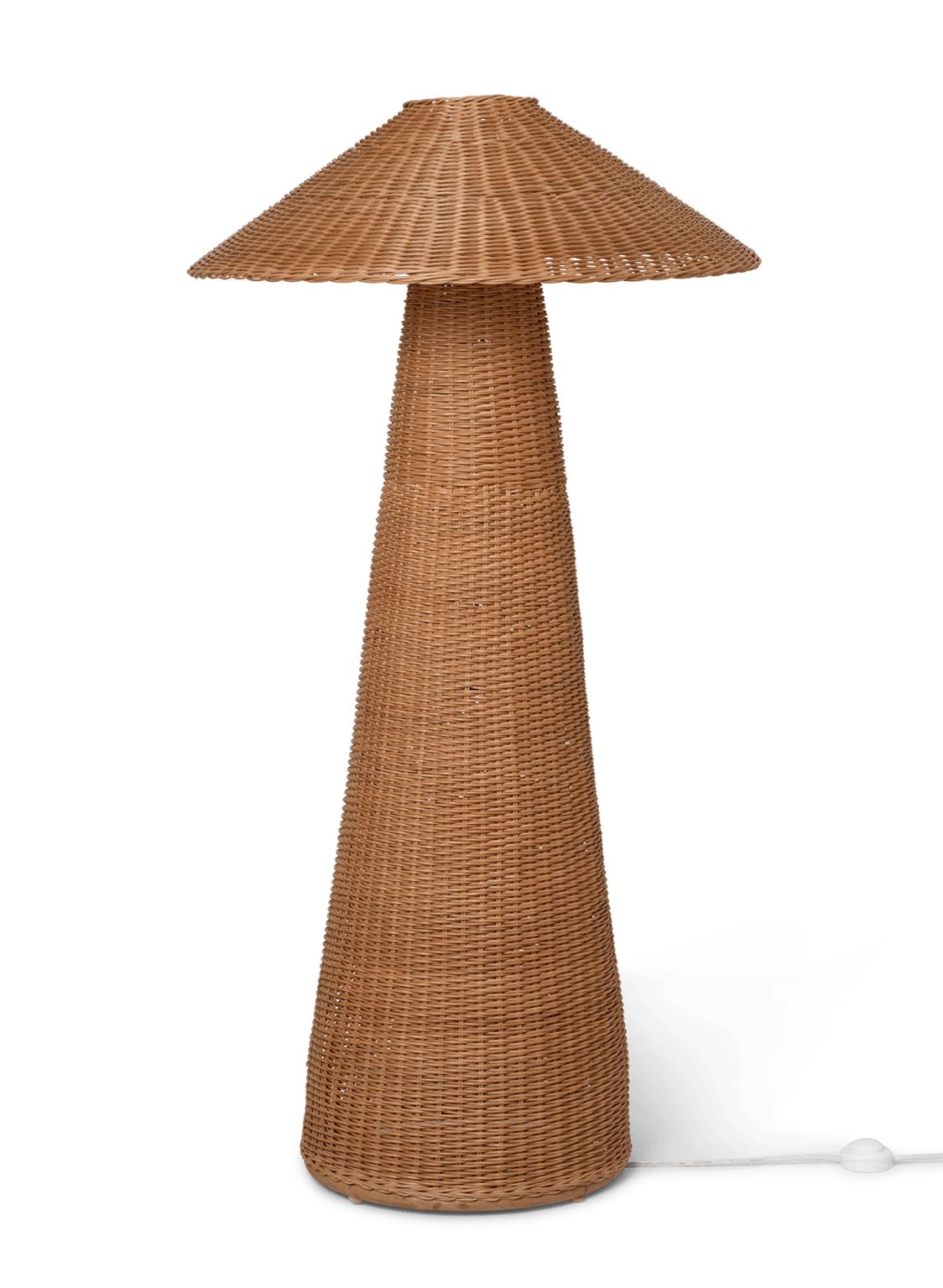 Dou Stehleuchte von Ferm Living aus Rattan, natürliche Beleuchtung für Wohnzimmer und Schlafzimmer.