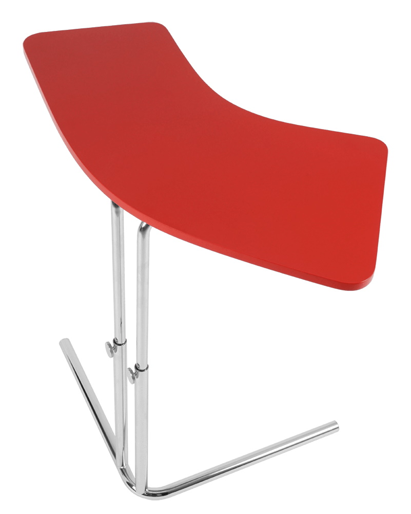 Roter K26L Beistelltisch von Tecta mit höhenverstellbarem, verchromtem Stahlrohrgestell für Wohnzimmer und Büro.