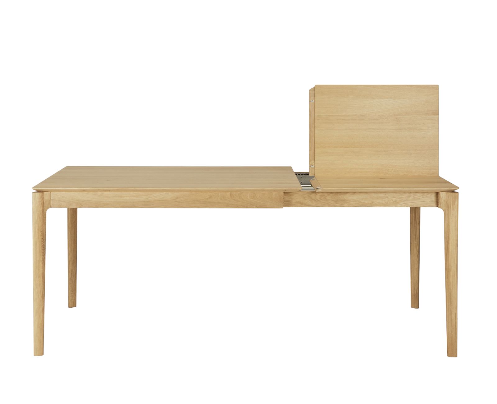 Bok Esstisch ausziehbar Eiche, rechteckig, 120/180 cm, mit Ausziehmechanismus sichtbar.