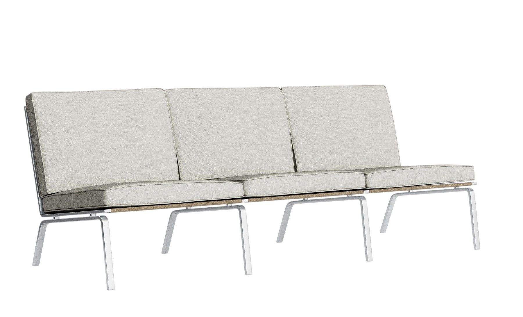 NORR11 Man Sofa 3-Sitzer in Beige mit minimalistischem Design und Metallbeinen. Modernes Wohnzimmer Sofa.