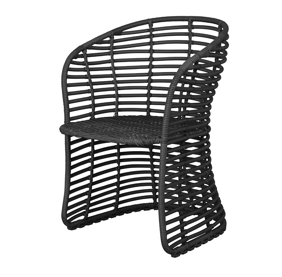 Graphitfarbener Basket Sessel von Cane-Line aus geflochtenem Kunststoff für den Garten oder die Terrasse.