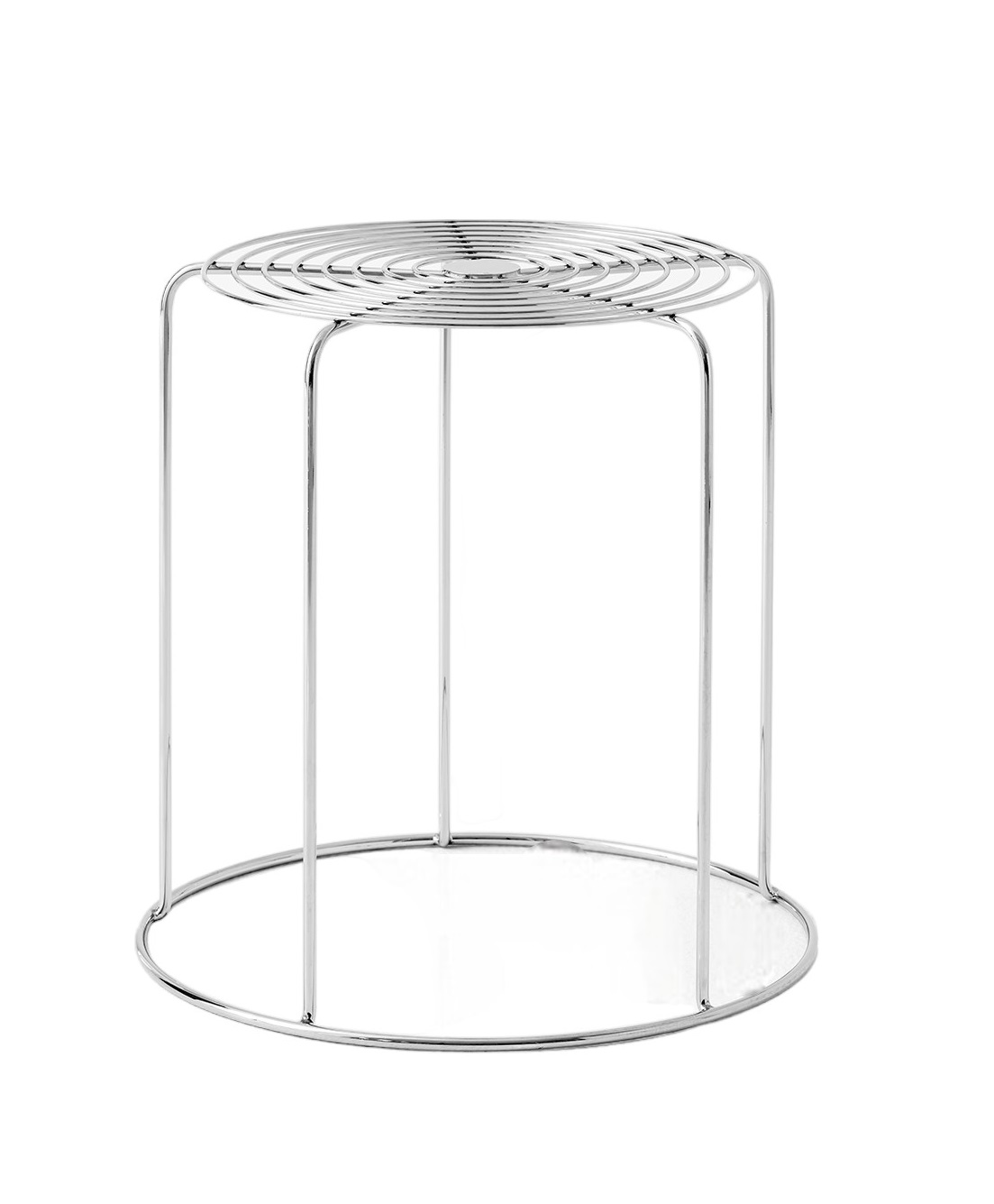 AndTradition Wire Stool VP11: Moderner Hocker / Beistelltisch aus verchromtem Stahldraht, minimalistisches Design.