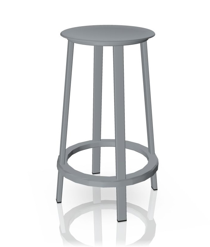 Revolver Bar Stool, hoher Barhocker aus Stahl in Sky Grey, modernes Design.