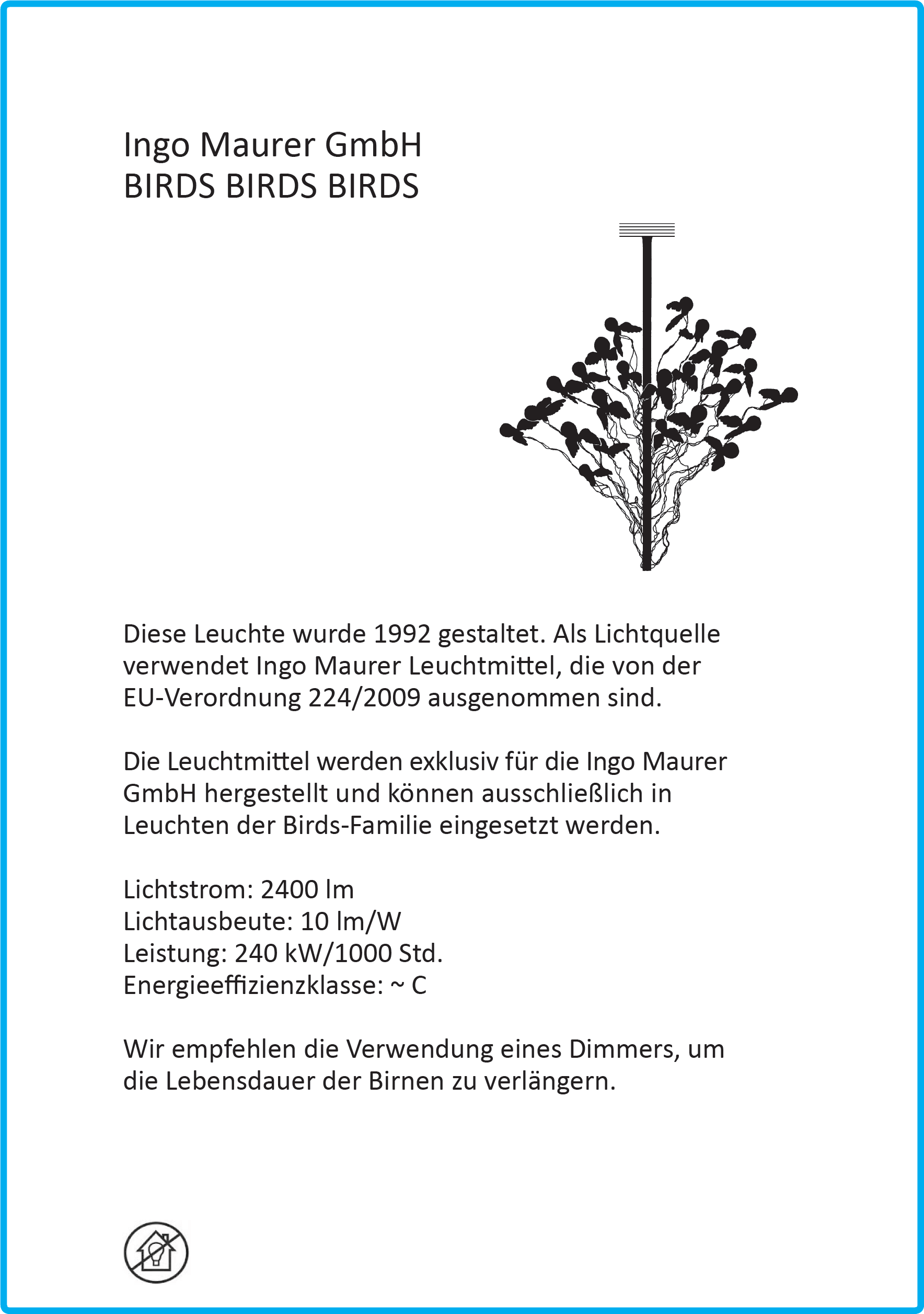 Produktinformationen zum Birds Birds Birds Kronleuchter von Ingo Maurer.