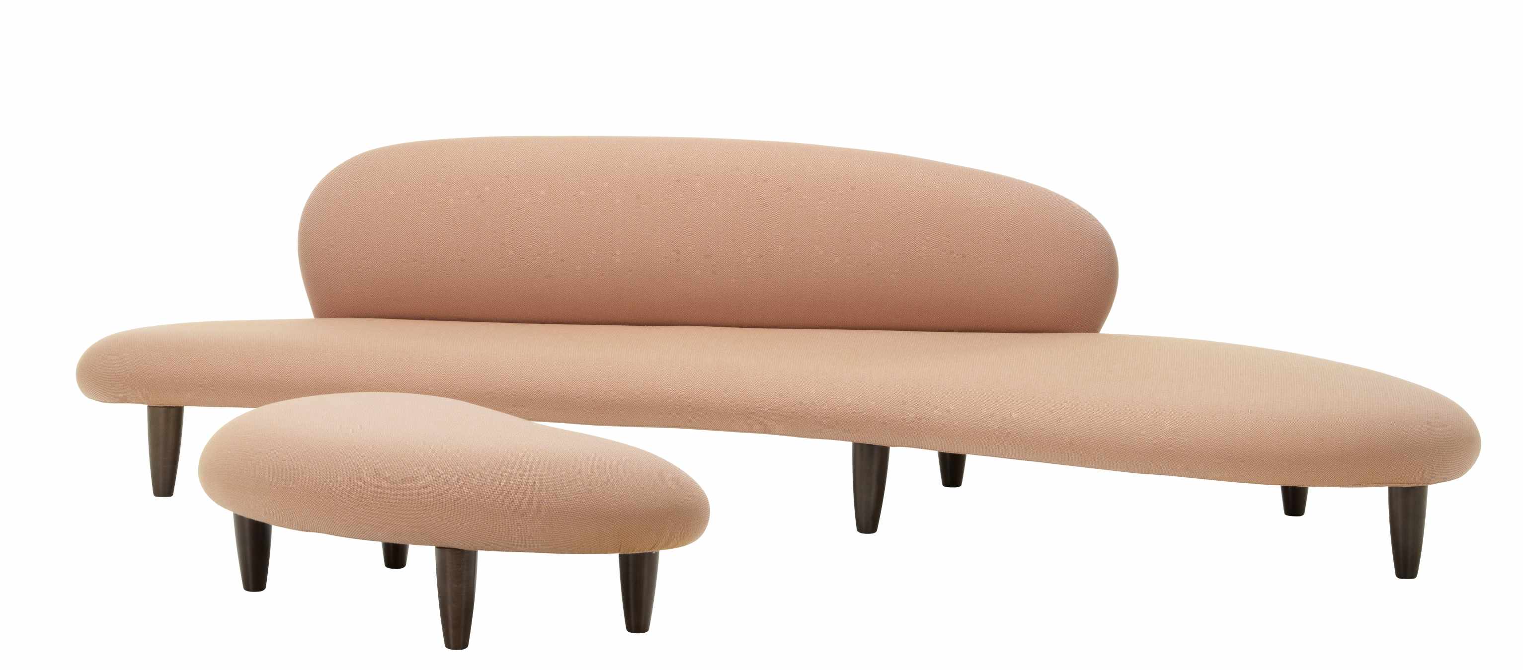 Vitra Freeform Ottoman in Rosa mit passendem Hocker, modernes Design für Wohnzimmer.