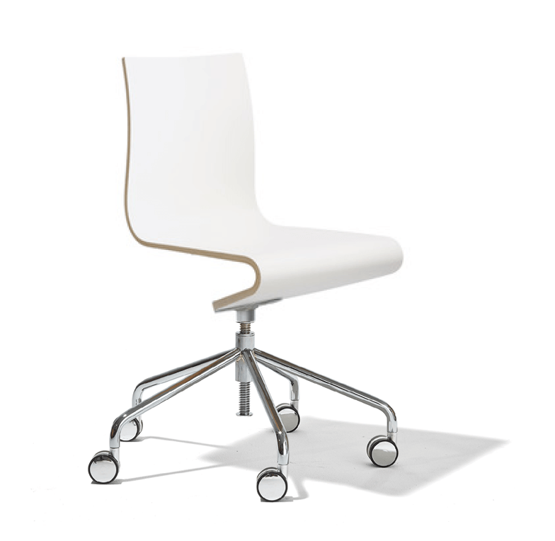 Weißer Seesaw Bürostuhl von Richard Lampert mit Chromgestell und Rollen, ergonomischer Arbeitsstuhl.