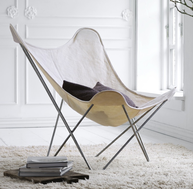 Canvas Butterfly Chair Sessel Cuero mit Kissen, bequemer Sitzplatz für Wohnzimmer oder Schlafzimmer.