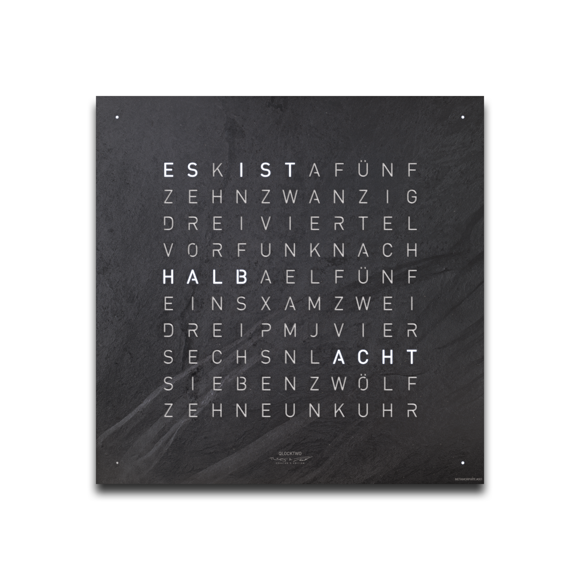 Frontcover für Earth 45 Wanduhr / Zeitobjekt Deutsch QLOCKTWO