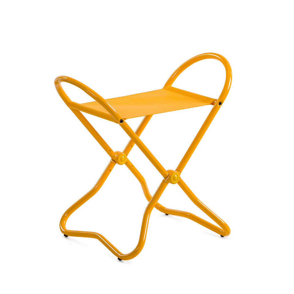 Gelber Klapphocker Lectus: Leichter, tragbarer Hocker für Camping, Garten und Zuhause. Praktischer Falthocker in Gelb.