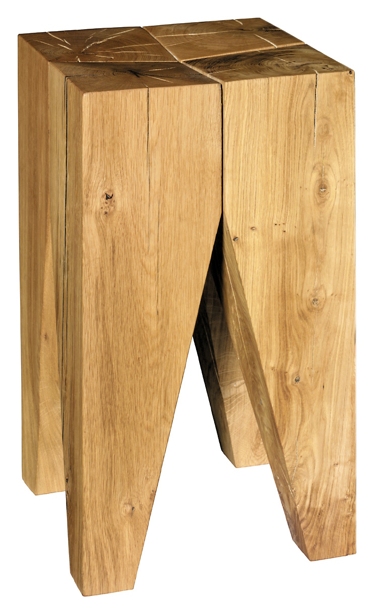 Backenzahn Hocker/Tischchen e15 aus Eiche, massiv und natürlich. Design Hocker für Wohnzimmer.