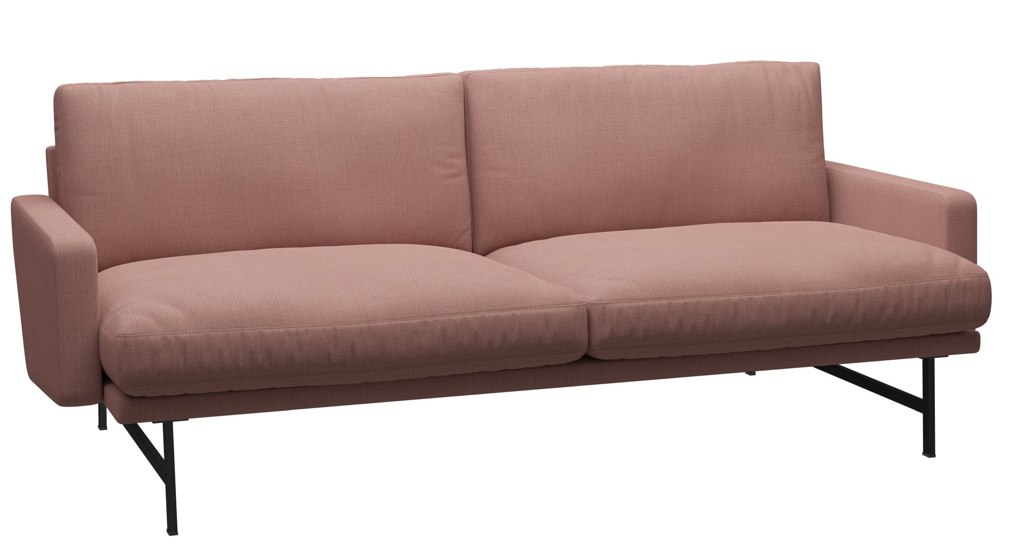 Rosa Lissoni Sofa von Fritz Hansen mit schwarzem Metallgestell, modernes Design für Wohnzimmer.
