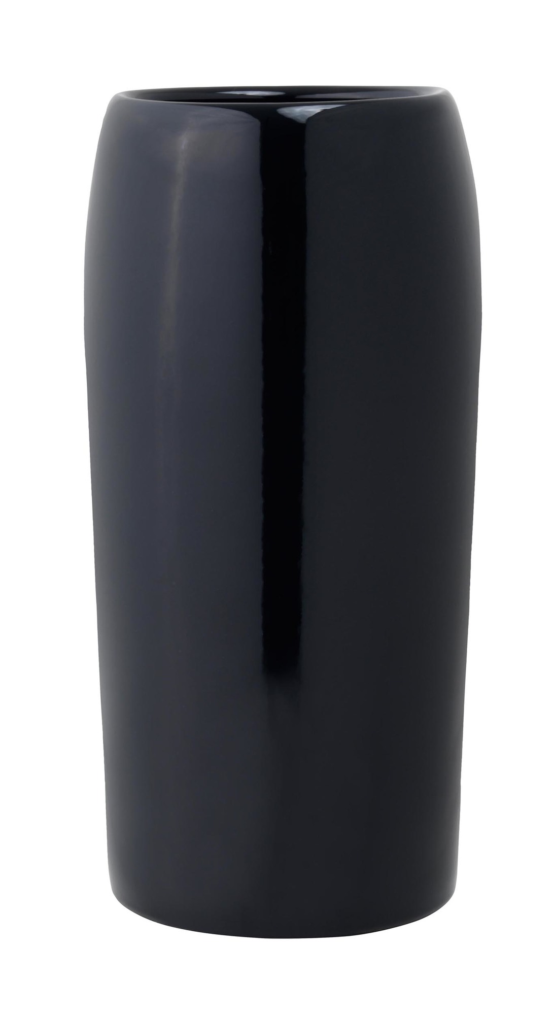 Carlo Schirmständer nachtblau von Schönbuch, moderner, zylindrischer Regenschirmständer aus glänzendem, dunklem Metall.