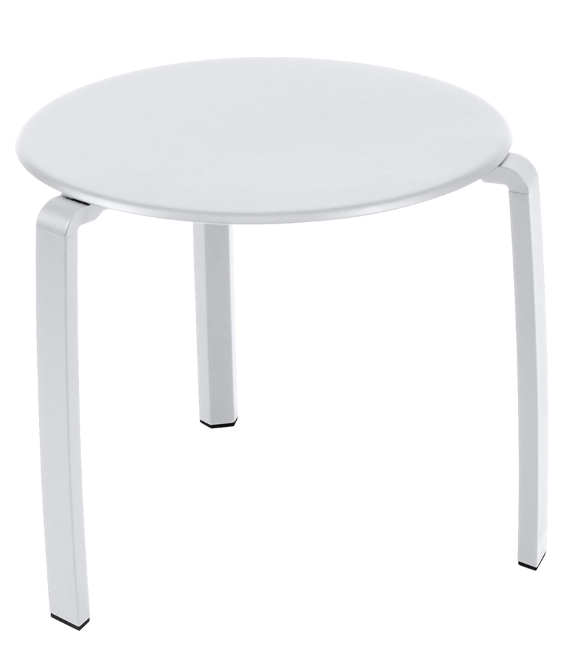 Weißer Alizé Outdoor Beistelltisch von Fermob, runder Tisch für Garten, Terrasse und Balkon.