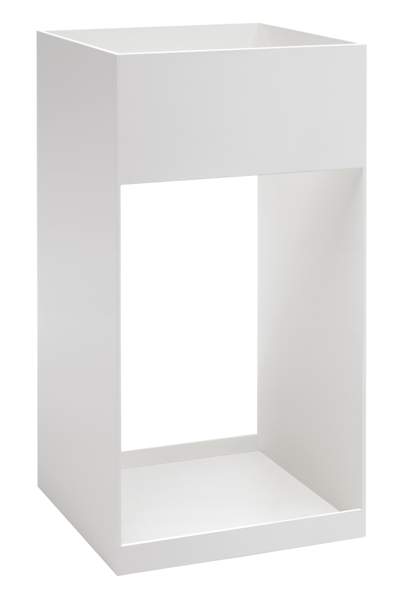 Weißer Schönbuch Match Schirmständer, moderner quadratischer Regenschirmhalter für Flur und Eingangsbereich.