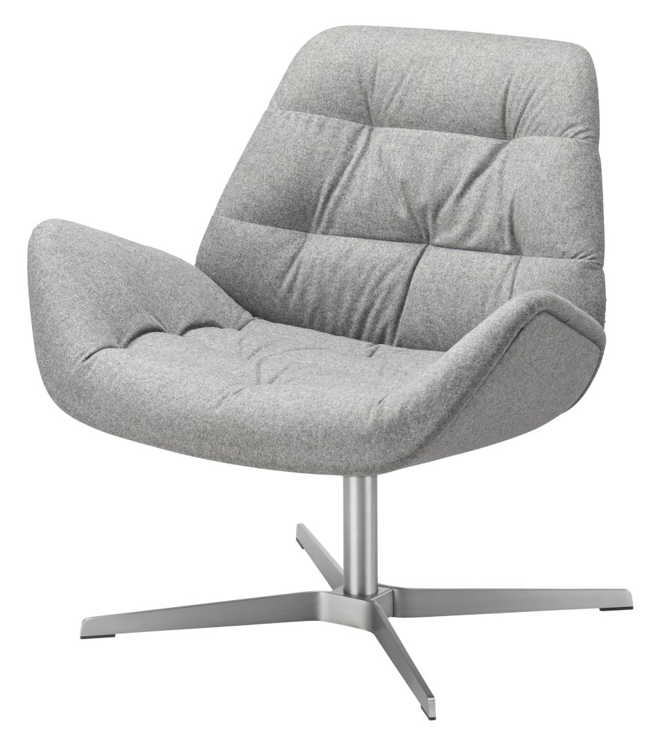 Grauer Thonet 809 Lounge-Sessel mit Drehfuß und gesteppter Polsterung für komfortables Sitzen.