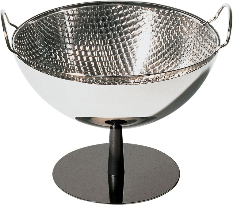 Alessi Obstschale/Sieb AC04 aus Edelstahl: Moderne Küchenschale mit Siebeinsatz und Ständer für Obst und Gemüse.