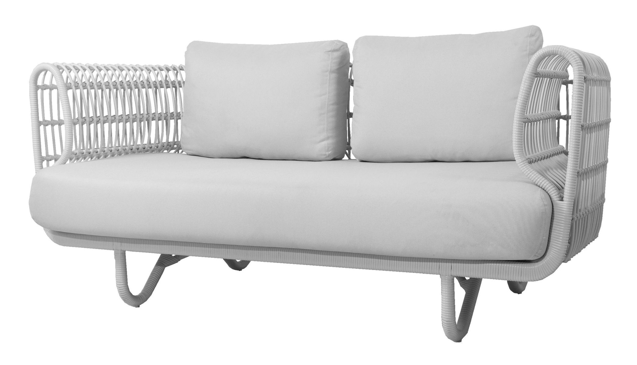 Nest Outdoor 2-Sitzer Sofa Cane-Line Gestell Weiß / Kissen weiß