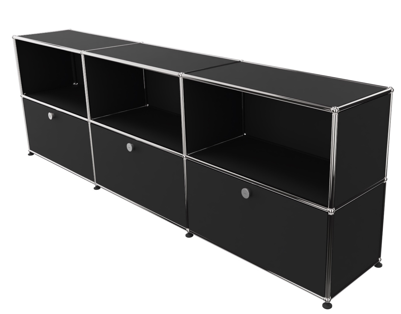 USM Haller Sideboard 3 Offen / 3 Klappen Graphitschwarz - FAST DELIVERY