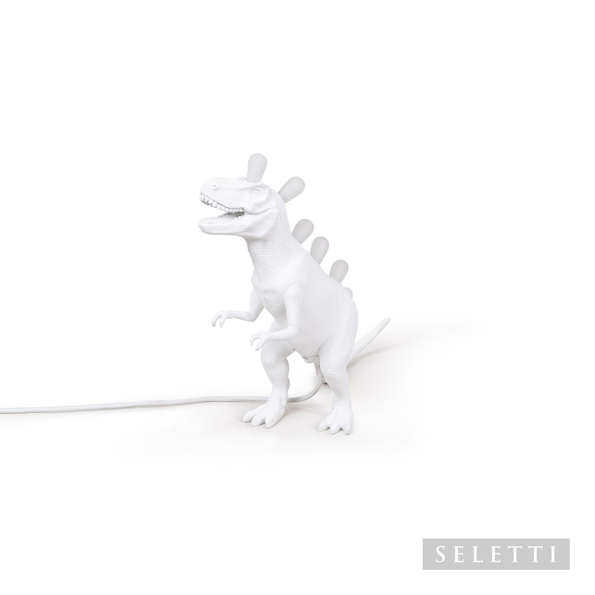 Weiße Jurassic Lamp Rex Leuchte von Seletti, Dinosaurier Lampe für Kinderzimmer und Wohnraum.