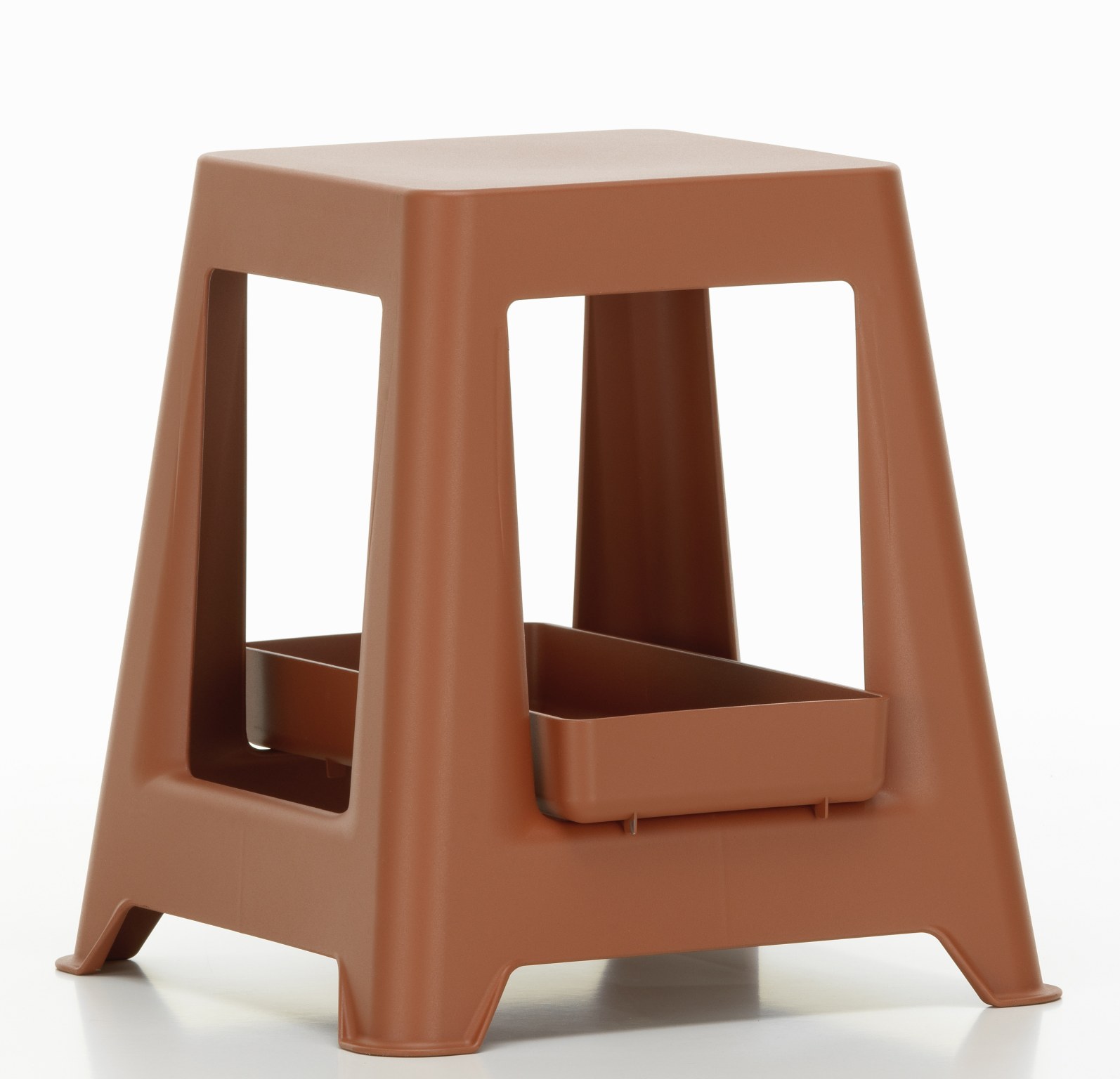 Brauner Chap Hocker von Vitra aus Kunststoff mit Ablagefächern, ideal als Sitzhocker.