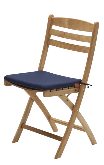 Selandia Stuhl mit blauem Sitzkissen für den Außenbereich von Skagerak by Fritz Hansen.